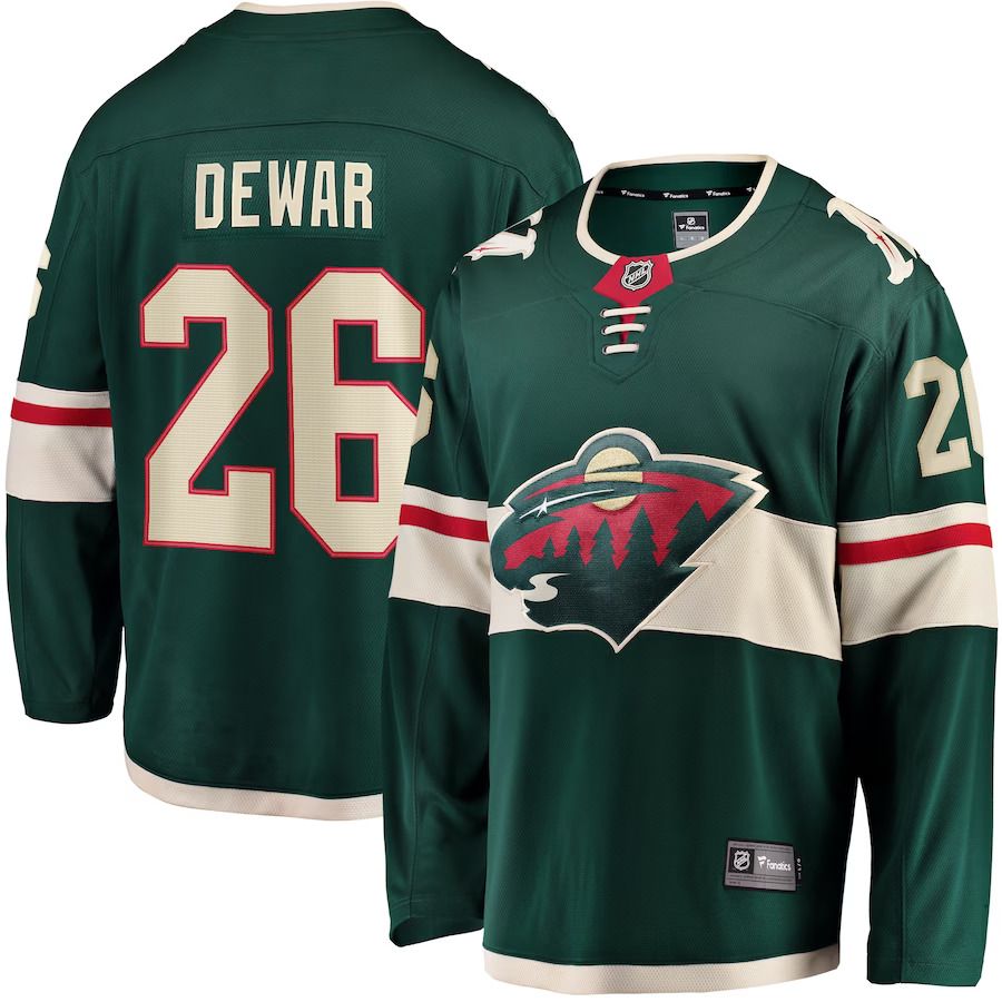 Men Minnesota Wild 26 Connor Dewar Fanatics Branded Green Home Breakaway Player NHL Jersey